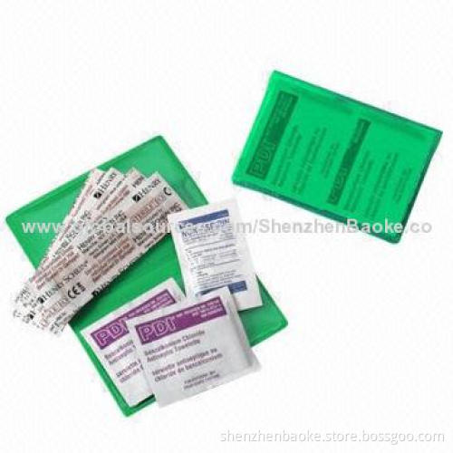Economy PVC First-aid kit, translucent wallet style, promotional